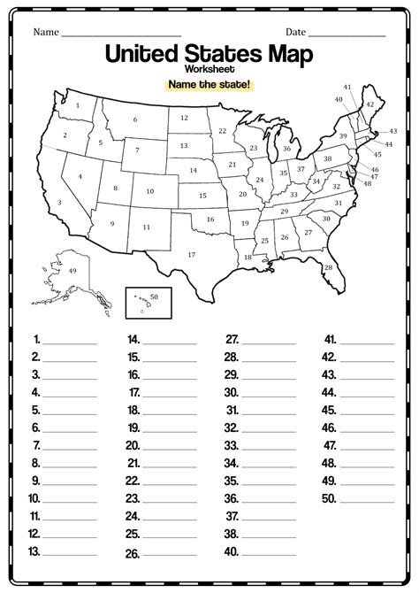 Printable List Of The 50 States