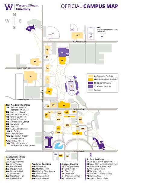 Western Illinois University Campus Map Detailed Map