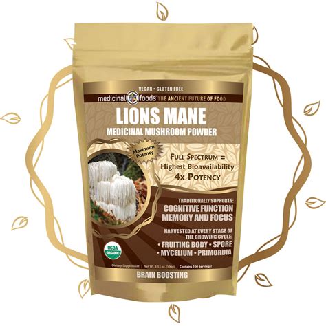 lion s mane powder full spectrum mushroom for brain and nueral health