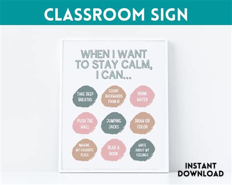 Calm Down Sign Calm Down Corner Kids Mental Health Etsy