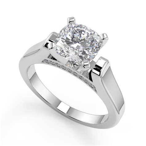 14 Ct Cushion Cut 4 Prong Cathedral Diamond Engagement Ring Set Vs1 D