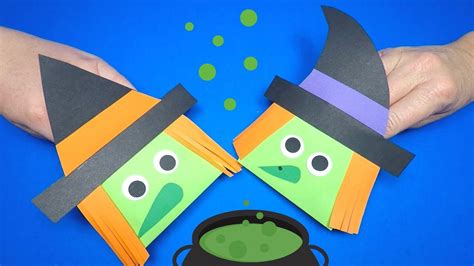 How To Make A Paper Witch Hand Puppet Halloween Paper Craft Youtube
