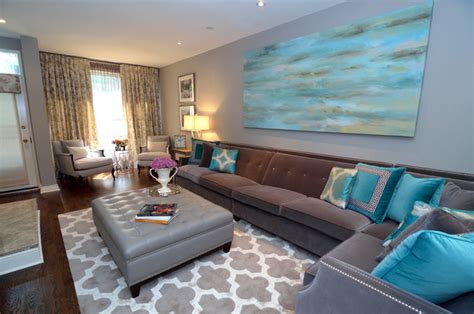 Turquoise Living Room Transitional Living Room Toronto By