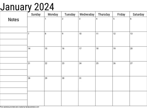 2024 January Calendars Handy Calendars