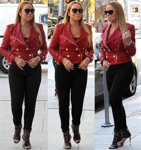 This hand crafted mariah carey leather jacket has been fabricated from genuine leather and inner viscose, so it can remain comfortable for the main features: Mariah Carey in Red Leather Jacket, Black Jeans, and Minka ...