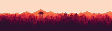 Wide Image Minimalism Simple Background Wide Angle Firewatch Wallpaper