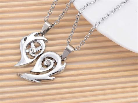 1 Pair Silver Alloy Lovers Pendant Couple Relationship Necklace Puzzle