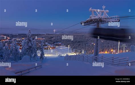 View Of Levi Village In Finland In Twilight Modern Ski Resort In