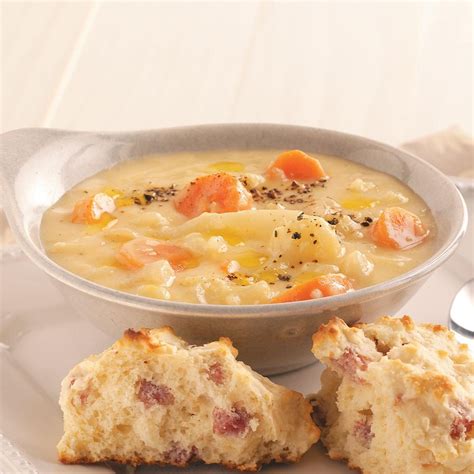 Cheesy Cauliflower And Potato Soup Recipe Taste Of Home