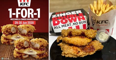 Kfc confirmed the return of the double down on twitter today when it said: KFC S'pore offers 1-for-1 Mozzarella Zinger Double Down ...