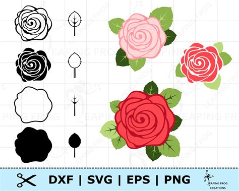 Rose Clip Art Rose Svg Flower Svg Flower Png Print At Home Rose Stencil