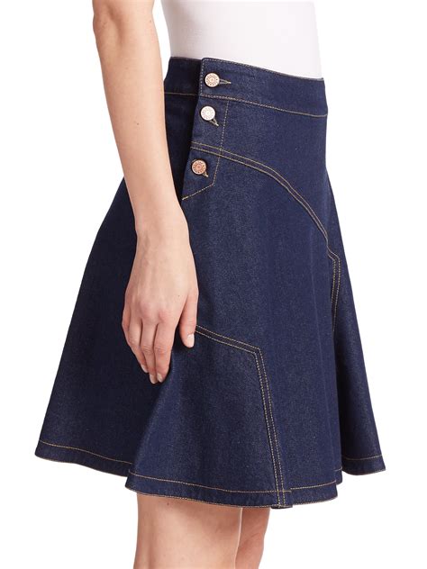 See By Chloé Flared Denim Skirt In Blue Lyst