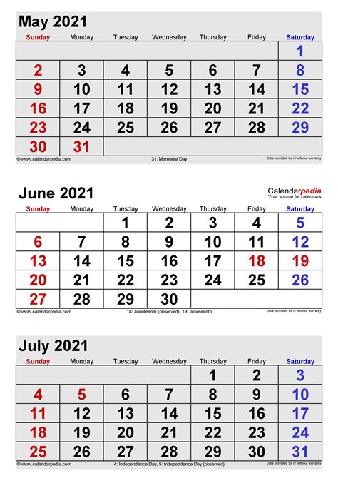May June 2021 Calendar Word Free Resume Templates