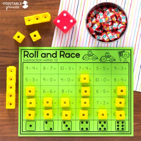 Roll And Race Addition And Subtraction Dice Games The Printable Princess