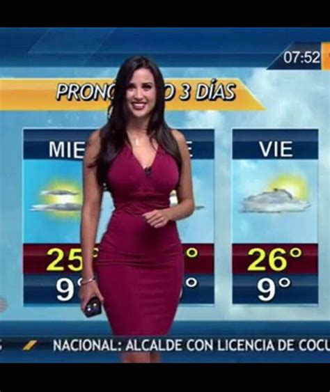 Mexican Weather Girl Susana Almeida Wearing A Tight Red Dress Mexican