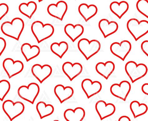 Outline Red Heart Pattern Svg Love Svg Valentines Day Etsy Australia
