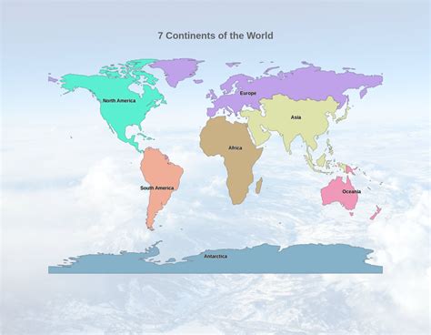 7 Seven Continents World Map