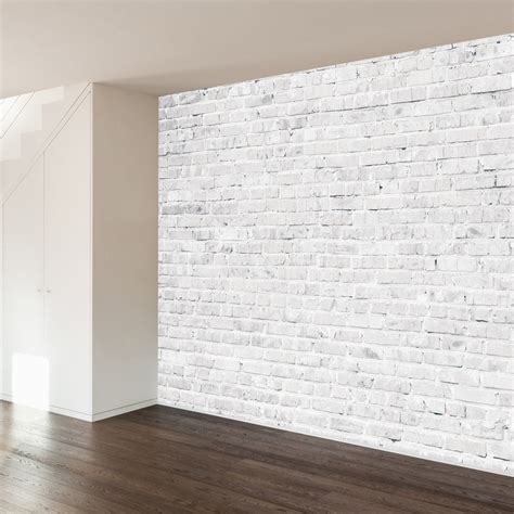 White Washed Brick Wall Mural Decal Brick Effect Wallpaper Wallpaper