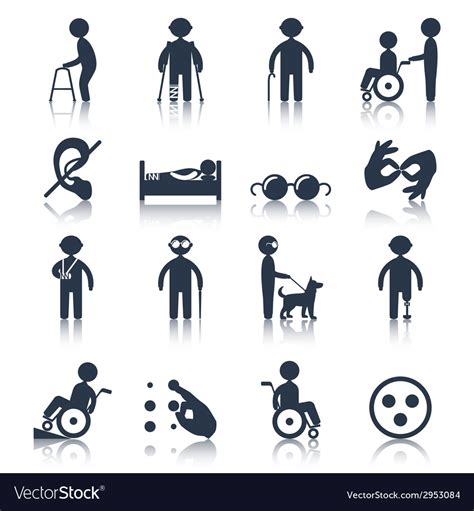 Disabled Icons Set Black Royalty Free Vector Image