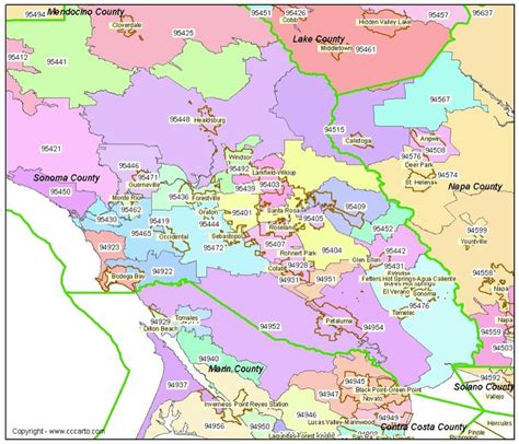 Sonoma County Zip Code Map