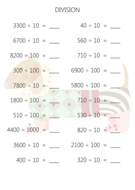 Division by 10 or 100 Worksheet #1 - KidsPressMagazine.com