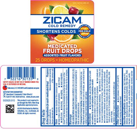 Ndc 62750 086 Zicam Cold Remedy Medicated Fruit Drops Zinc Acetate Anhydrous And Zinc Gluconate