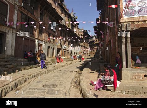 Street In Bhaktapur Nepal Stock Photo Alamy