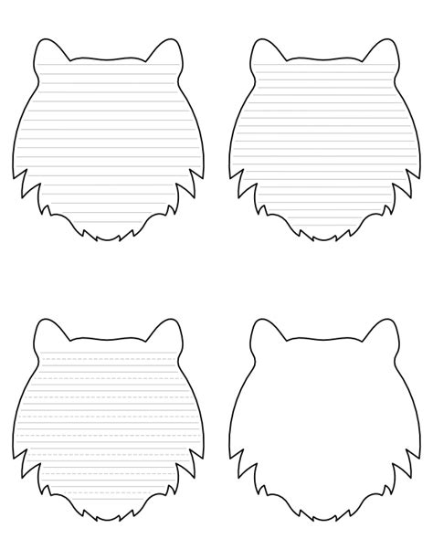 Free Printable Tiger Head Shaped Writing Templates