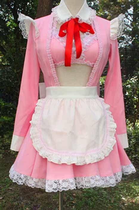Super Sonico Pink French Maid Suit Cosplay Costume Gc00100 Super