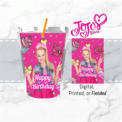 Jojo Siwa Juice Pouch Labels Custom Digital Printed Or Etsy