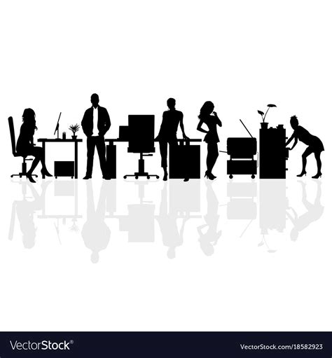 People Silhouette In Office Royalty Free Vector Image