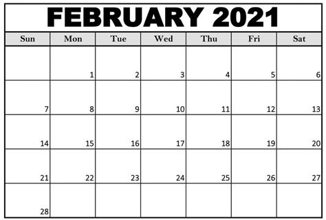 February 2021 Calendar Template Printable Holidays Images One
