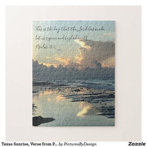 Texas Beach Sunrise Verse From Psalm 11824 Jigsaw Puzzle Zazzle