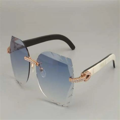 luxury diamond series 8300817 pure natural mixed horn mirror legs rhinestone sunglasses