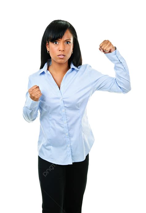 Young Woman Ready To Fight Arms People Foe Competing Png Transparent