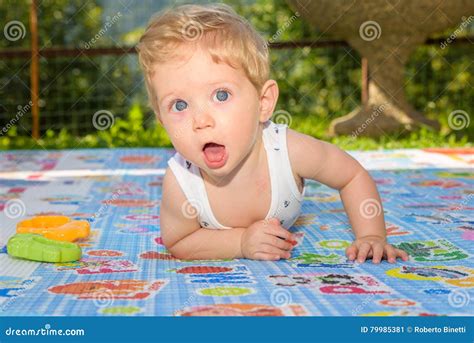 Infant Boy Crawling Stock Image Image Of Healthy Curious 79985381
