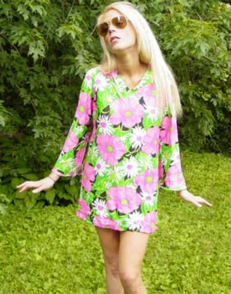 60s Psychedelic Flower Power Hippie Floral Mini Dress Etsy