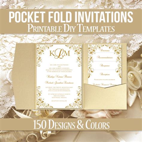 Pocket Invitation Template Diy Printable Wedding Pocket Fold Wedding