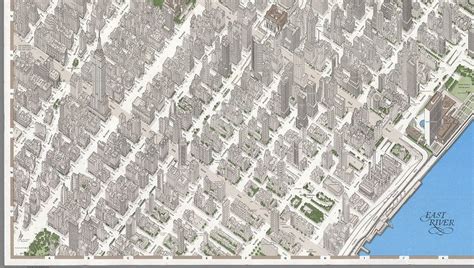Map Of Midtown Manhattan In Detailed Axonometric Hidden Architecture
