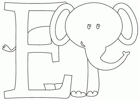 E Is For Elephant Coloring Page Alphabet