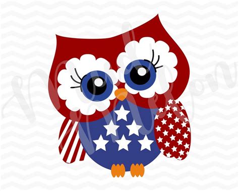 4th Of July Png Clipart Patriotic Owl Digital Download Mud Etsy