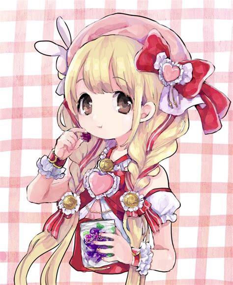 Safebooru 1girl T Blonde Hair Brown Eyes Comeco Detached Sleeves Eating Futaba Anzu Gummy