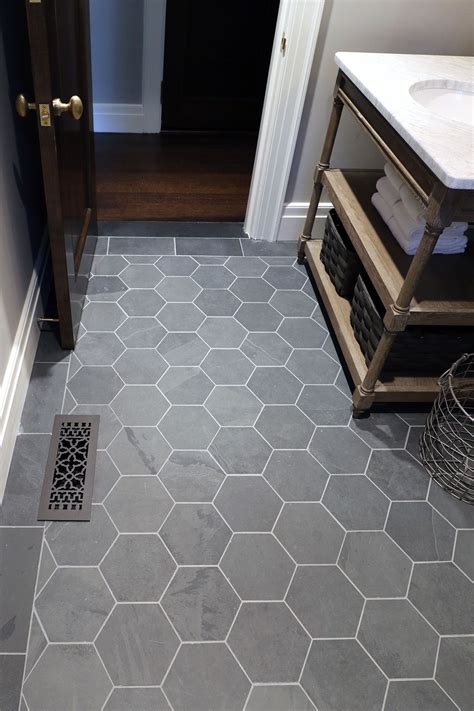 Gray And White Bathroom Floor Tile