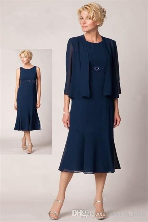 Navy Blue Mother Of The Bride Groom Dresses With Jacket Bolero Elegant