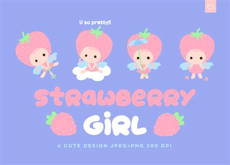 Cutie Strawberry Girl Graphic By Imeow · Creative Fabrica