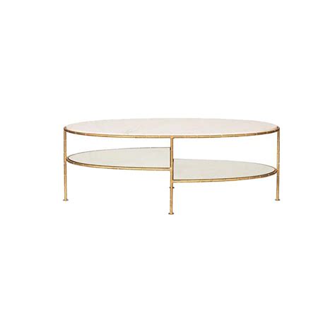 Oval Marble Top Coffee Table With Glass
