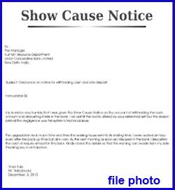 Watch free show cause notice means an order issued by a court, competent authorities or an. show cause notice - Samachar Agency