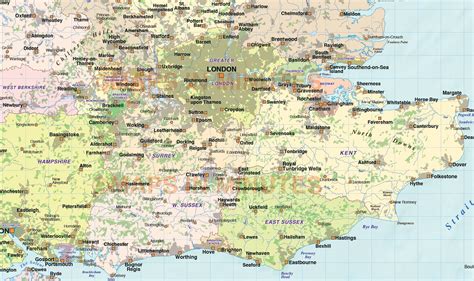 County map of south west england south wales. digital-vector-south-east-england-map-with-strong-shaded ...