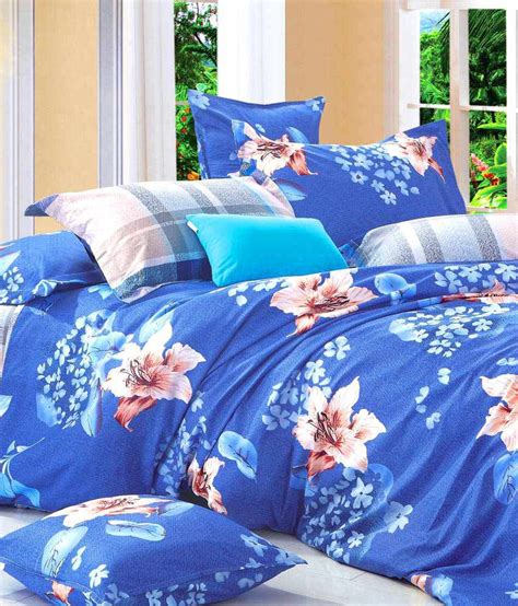 The coverlet, bedspread and comforter are all used for decoration and insulation purposes. Spread Blue Floral Cotton Double Bed Sheet With 2 Pillow ...