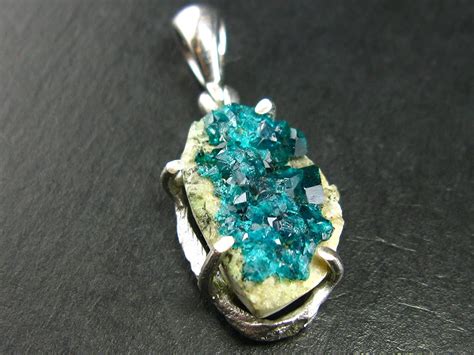 Dioptase Sterling Silver Pendant From Kazakhstan 14